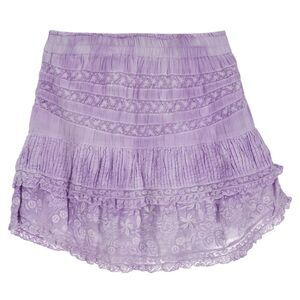 Loveshackfancy Adelia Tiered Mini Skirt in Purple Cotton